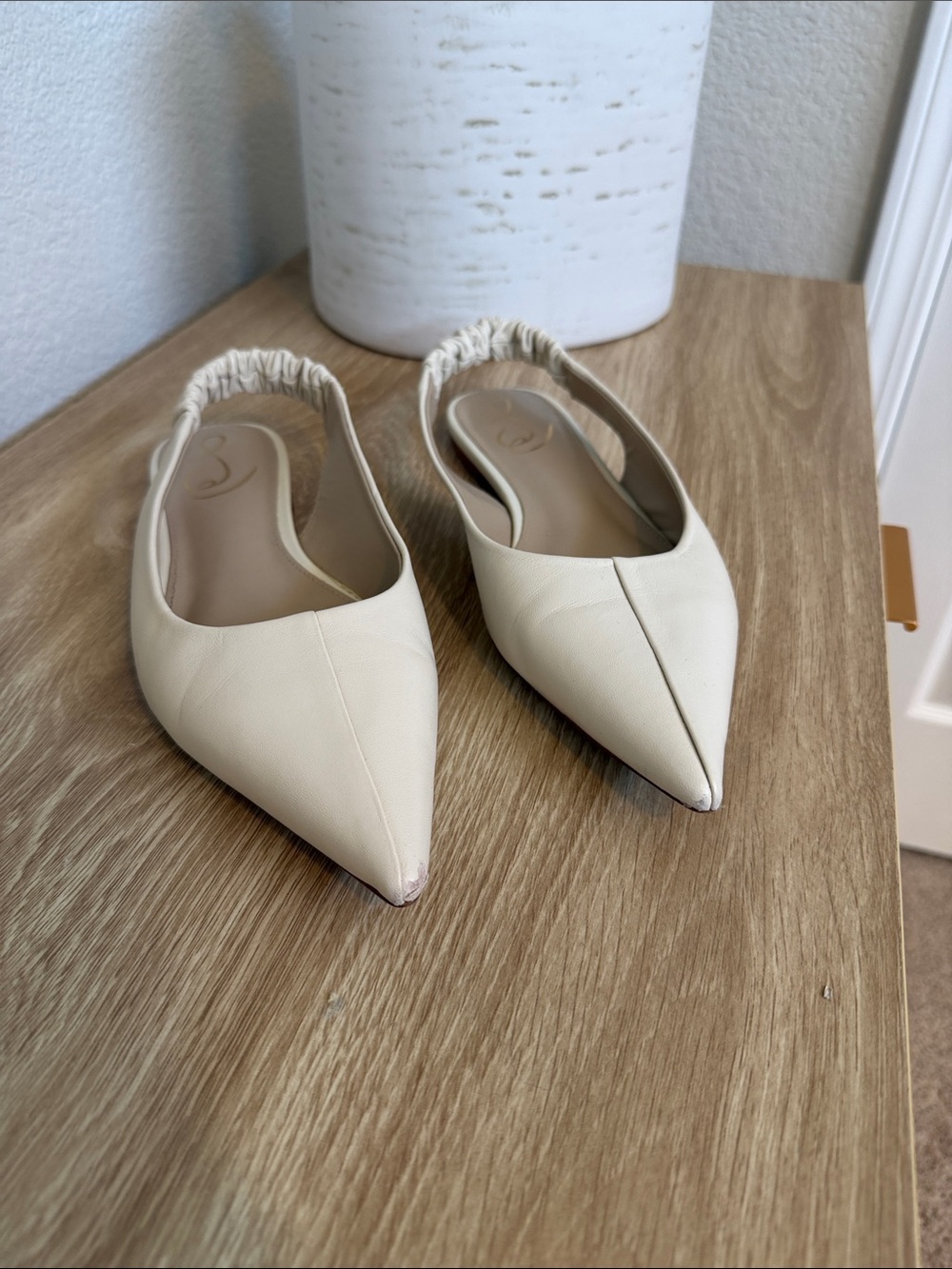 Sam Edelman Pointed Slingback Flats in Cream